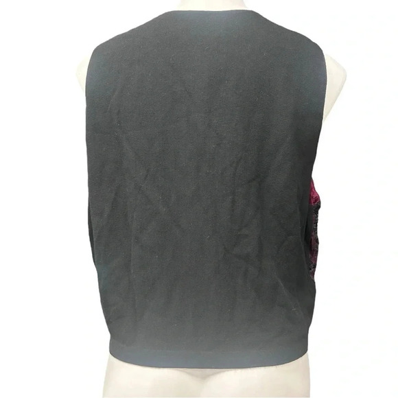 Surya Burgundy Red & Black Beaded Sequin Floral Embroidered Vest Top Waistcoat - Picture 5 of 8